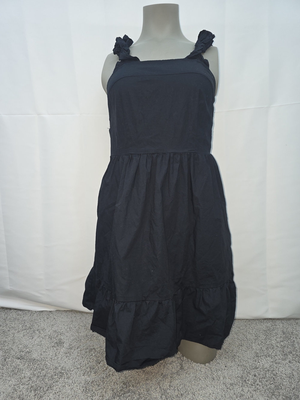 Who What Wear Black Ruffle-Strap Backless Sundress